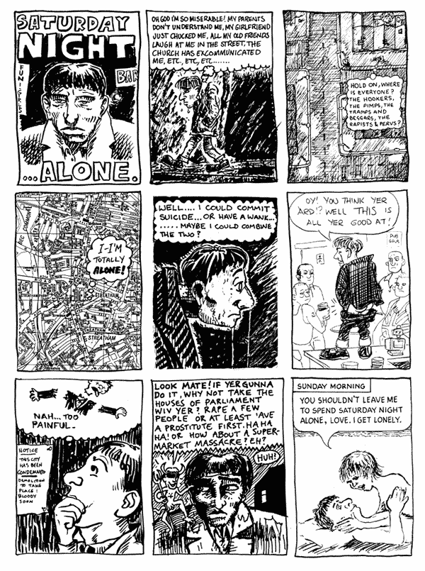 1 Andy Roberts 2 mooncat 3 Jonathan Wilcock 4 John Donnely 5 Steve Marchant 6 Peter Rigg 7 Andy Roberts 8 Luke Walsh 9 Donald Rooum | All artwork &copy; individual artists. Not to be reproduced without permission